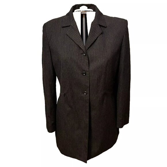 LARRY LEVINE. Sz 16. Light Black Pin Stripe Lined Fitted Professional Blazer. GB - Picture 1 of 5